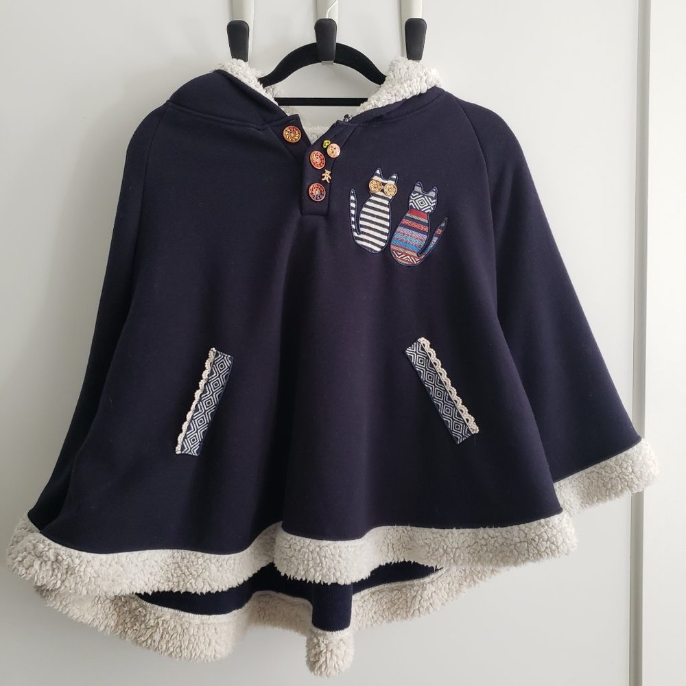 Hooded Fleece Lined Cat Poncho